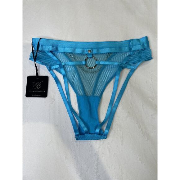 Honey Birdette JASMIN🩵 Blue Turquoise & Gold Backless Panty Brief Small - Picture 5 of 5